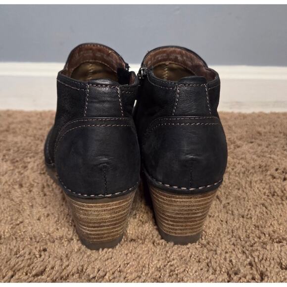 Dansko susan wedge bootie ankle heeled comfort shoe black nubuck leather 37 - Picture 3 of 9